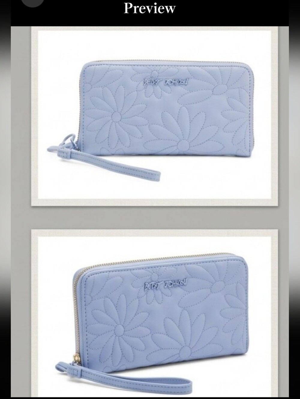 Betsey Johnson Quilted Daisy Wristlet Wallet In Light Blue Or Light Pink, NWT - Picture 2 of 7